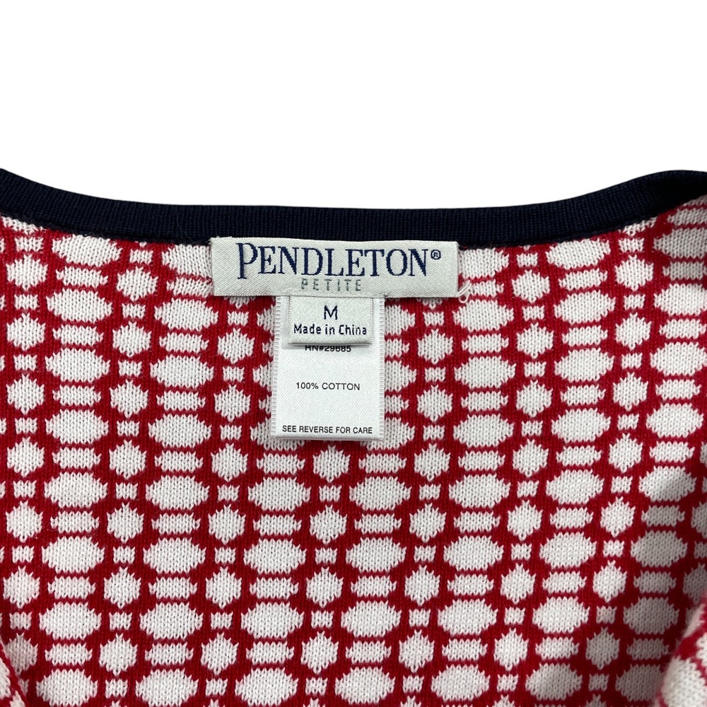 Pendleton Wrap Cardigan Medium Petite 100% Cotton Cap Sleeve Red White‎ Blue - Picture 3 of 5